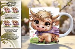 Sophisticated 15oz Mug Wrap Png , Cute Cow Product Image 1