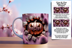 Vibrant 15oz Mug Wrap Png Template , 3D Pumpkin Product Image 1