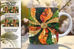 Abstract Floral Mug Wrap Mosaic Design 11oz 15oz Product Image 1