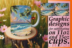 Seaside Palms and Ocean Mug Wrap: Holiday Style 11oz/15oz Product Image 1
