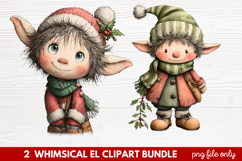 Whimsical Elf Clipart | Cute Christmas Elf PNG Illustration Product Image 1