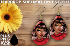 Cheerful Teardrop EARRINGS Design PNG, Afro Girl Product Image 1