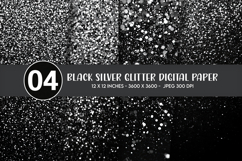 Black Silver Glitter Digital Paper Product Image 1