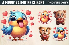 Funny Valentine Clipart PNG Product Image 1