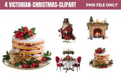 Victorian Christmas Sublimation Clipart PNG Product Image 1
