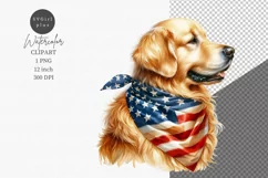 Golden retriever clipart, Patriotic clipart Product Image 1