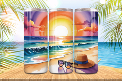 Sunglass &amp; hat in beach Tumbler Wrap PNG Sublimation Product Image 1