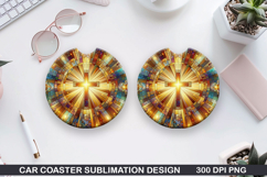Car coaster sublimation, Easter Coaster PNG Design Product Image 1
