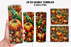 Pumpkins Skinny Tumbler 20oz Wrap Design, Halloween Tumbler Product Image 1