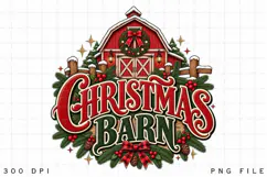 Christmas Barn Rustic Red Barn PNG - Country Farmhouse Product Image 2