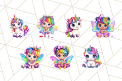 Rainbow Fairies and Unicorn Clipart Bundle, Cute Fantasy PNG Product Image 7