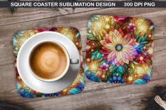 Flowers Coaster Sublimation, Spring Coaster PNG Design Product Image 1