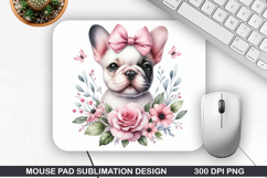 Dog Flower Mouse Pad Sublimation, Animals Mouse Pad PNG Product Image 1