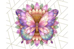 Stained Glass Butterfly and Sunflower PNG Clipart Product Image 5