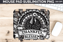 Watercolor Turkey Mouse Pad Sublimation - Thanksgiving PNG Product Image 1