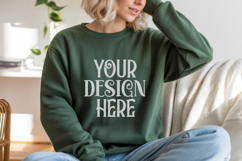 Forest Green Gildan 18000 Sweatshirt Model Mockups, Product Image 1