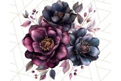Gothic Floral PNG, Dark Aesthetic Flowers Clipart Print Product Image 5