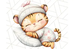 Sleeping Baby Animals PNG, Cozy Pajama Bedtime Clipart Png Product Image 5
