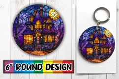Enchanting Halloween Stained Glass Round Design Keychain Product Image 1