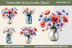 Watercolor Spring Garden Clipart PNG Product Image 1