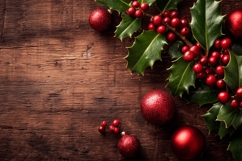 Wooden Background PNG, Christmas Berry Background Design Product Image 1