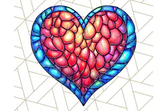 Stained Glass Hearts and Butterflies Clipart PNG Product Image 5