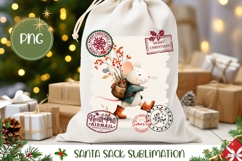 Cartoon Christmas Mouse Santa Sack, Christmas Mouse PNG Product Image 1