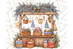 Cozy Christmas Market Stall Clipart PNG, Holiday Art Png Product Image 5