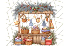 Cozy Christmas Market Stall Clipart PNG, Holiday Art Png Product Image 5