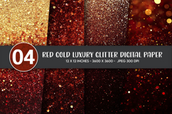 Red Gold Luxury Glitter Digital Paper Product Image 1