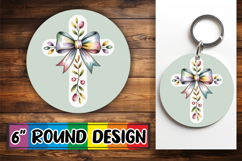 Blissful Round Ornaments Design PNG, Cross and Bow Product Image 1
