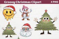 Groovy Christmas Clipart PNG Product Image 1