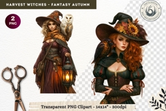 Harvest Witch Clipart Autumn Cottagecore Apothecary PNG RPG Product Image 1