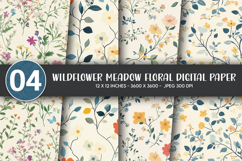 Wildflower Meadow Floral Digital Paper Product Image 1