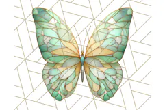 Stained Glass Butterfly PNG Colorful Clipart for Sublimation Product Image 5
