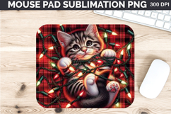 Watercolor Cat Mouse Pad Sublimation - Christmas PNG Design Product Image 1