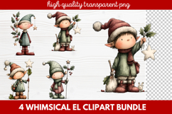 Whimsical Elf Clipart | Cute Christmas Elf PNG Illustration Product Image 1