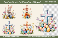 Easter Cross Sublimation Clipart PNG Product Image 1