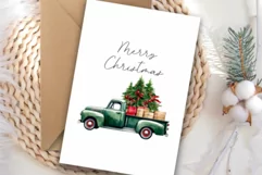 Merry Christmas Cards, Holiday Watercolor Digital Card Product Image 1