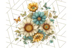 Sunflower and Butterfly PNG Clipart, Bright Jewel Tones Png Product Image 5