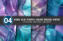 Dark Teal Purple Liquid Digital Paper Product Image 1