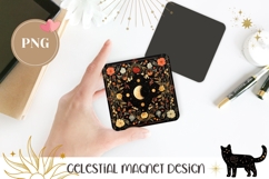 Celestial Moon Magnet PNG, Cartoon Flowers Magnet Product Image 1