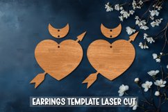 Valentine Heart Template earrings SVG I Laser Cut Files Product Image 1