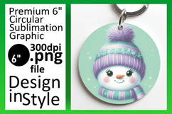 Dynamic Keychain Circle Design PNG , Snowman Product Image 1