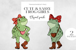 Cute Sassy Frog Girls PNG Clipart, Sublimation PNG. Product Image 1