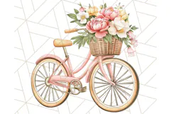 Bicycle with Flowers PNG, Pastel Spring Floral Bike Clipart Product Image 5