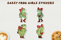 Sassy Frog Girls Stickers PNG Cute Kawaii Frog Clipart Product Image 1