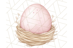 Pastel Pink Easter Bunny Egg and Flowers Clipart PNG Product Image 2