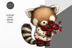 Red Pander Clipart, Valentines Day Clipart, Whimsical Product Image 1