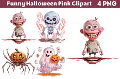 Funny Halloween Pink Clipart PNG Product Image 1